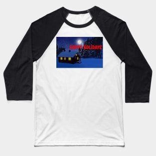 Winter Landscape Card: Happy Holidays Baseball T-Shirt